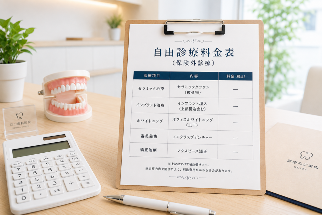 自由診療（保険外診療）料金表